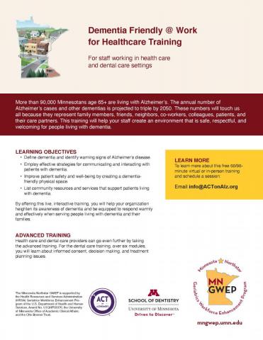 Dementia Friendly at Work for Healthcare Training